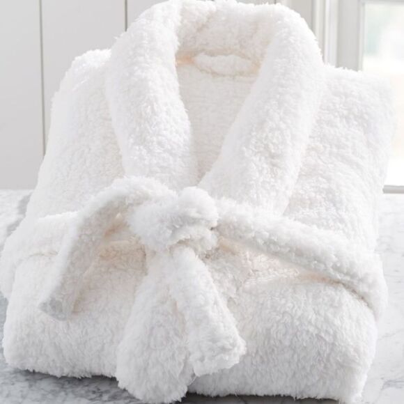 Pottery Barn Robe Teddy Bear White Soft Plush Ultimate Very Oversized Fit SZ SM - Picture 2 of 13